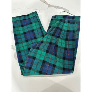 VTG Metrica Plaid Corduroy Pants Pleated Made‎ in USA 36x31